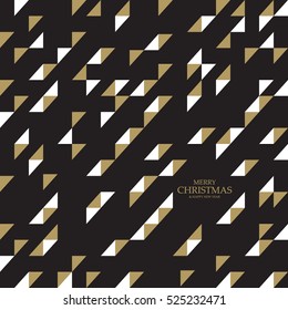 Geometric background with golden and white triangles. Pattern for greeting card