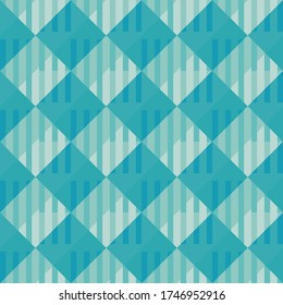 Geometrisches Hintergrundbild Abstraktes nahtloses Muster. Dekorative Mosaikverzierung. Blau, grüne Farben. Platz und Streifen. Vektor-Abbildung