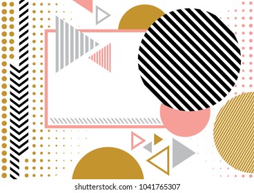 Geometric background graphic , pink grey gold black color