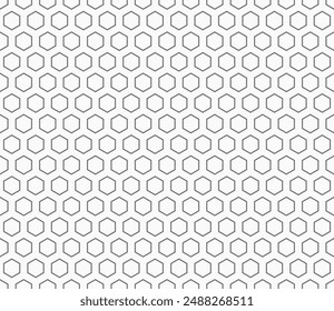 Geometric background. Gray color on matching background. Hexagon bold mosaic cell with padding. Hexagon cells. Seamless pattern. Tileable vector illustration.