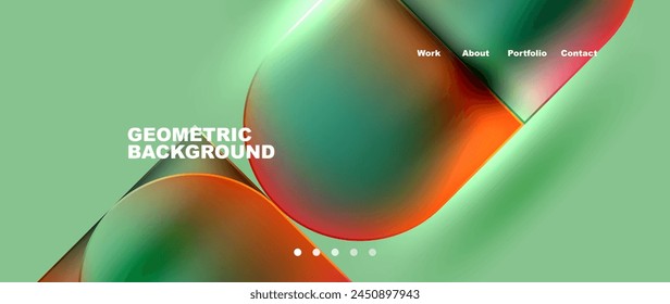 it is a geometric background with a green and orange gradient . High quality