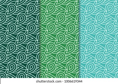 Geometric background. Green vertical seamless wallpaper. Colored set for textile and wallpapers