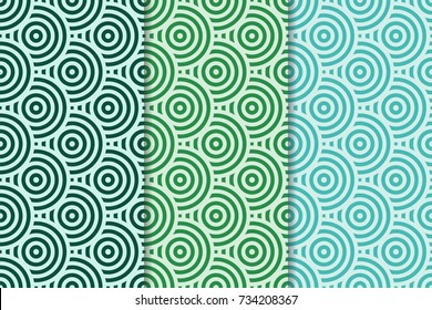 Geometric background. Green vertical seamless wallpaper. Colored set for textile and wallpapers