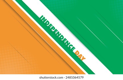 Geometric background in green white orange design with simple shadow and gradient effect for ivory coast independence day design