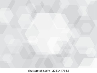Fondo geométrico con formas hexágonas grises y blancas, espacio para texto