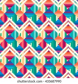 Geometric background. Grid, abstract, isometric, zigzag seamless pattern. Can be used in textiles, for book design, website.