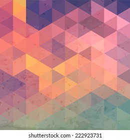 Geometric background with grunge texture. Retro wallpaper, banner, cover, flyer, web design