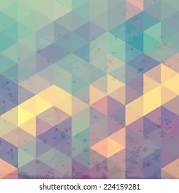Geometric background with grunge texture. Retro wallpaper, banner, cover, flyer, web design