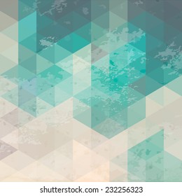 Geometric background with grunge texture. Retro wallpaper, banner, cover, flyer, web design