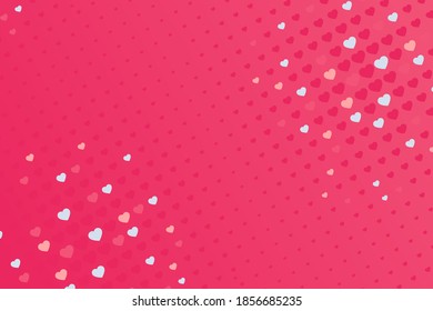 Geometric Background with Hearts, Halftone design, Dots,Retro, Bright Pink background for textiles, wallpapers, paper, cover, fabric,banner, web.
