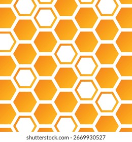 Geometric background. Hexagon shapes and outlines. Honeycomb orange gradient