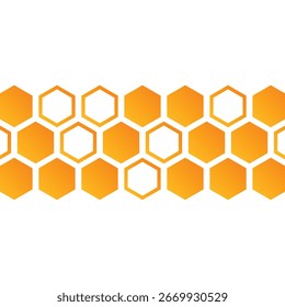 Fondo geométrico. Formas y contornos hexagonales. Gradiente de naranja en panal