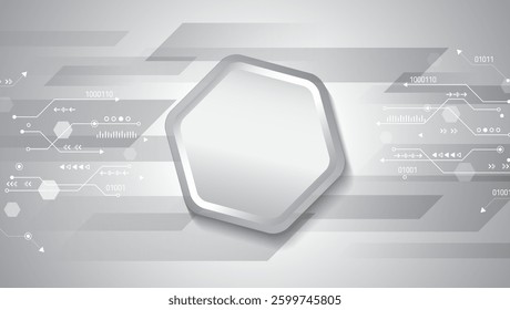Geometric background from hexagonal objects, lines and shadows. Polygonal abstract composition. Gray molecular background for the presentation of health, medical or technical topics.