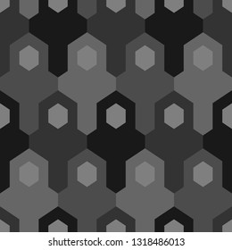 Geometric background. Hexagons, figures pattern. Geometrical wallpaper. Simple shapes backdrop. Polygons motif. Digital paper, abstract. Seamless ornament. Vector