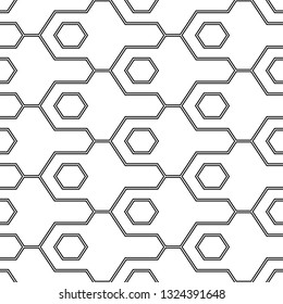 Geometric background. Hexagons, figures pattern. Geometrical wallpaper. Simple shapes backdrop. Polygons motif. Digital paper, abstract. Seamless ornament.Vector