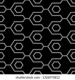 Geometric background. Hexagons, figures pattern. Geometrical wallpaper. Simple shapes backdrop. Polygons motif. Digital paper, abstract. Seamless ornament.Vector.