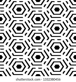 Geometric background. Hexagons, quadrangles pattern. Geometrical figures wallpaper. Simple shapes backdrop. Polygons motif. Digital paper, abstract. Seamless ornament