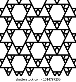 Geometric background. Hexagons, triangles, rhombuses pattern.Digital paper, abstract. Geometrical backdrop. Triangular, quadrangular, hexagonal shapes wallpaper.Polygons motif. Seamless ornament.