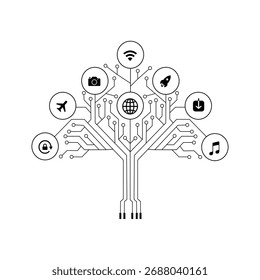 Geometric background and high tech circuit board connection system