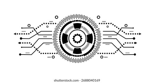 Geometric background and high tech circuit board connection system