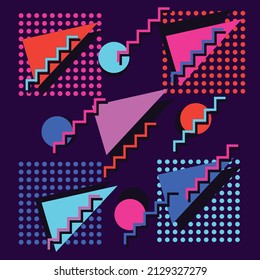 geometric background image in retro style and colorful