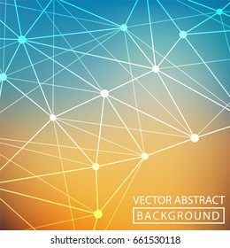 Geometric background. Internet connection, abstract sense of science and technology graphic design. Low poly vector background. Business concept.