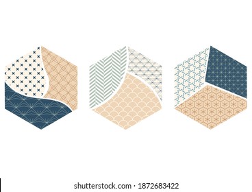 Geometric background with Japanese pattern. Abstract art in Asian poster design. Logo and icon design.