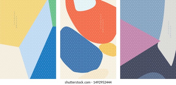 Geometric background with Japanese pattern vector.