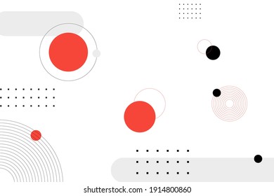 Geometric background in japanese style vector, red and white ornament template , Modern design in Chinese style