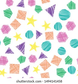 Geometric background, Kids seamless pattern. Geomentric print cloth, clothing, tie, shirt, dress, web.