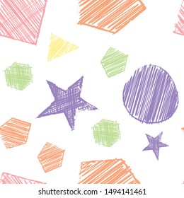 Geometric background, Kids seamless pattern. Geomentric print cloth, clothing, tie, shirt, dress, web.