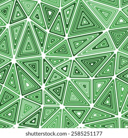 Geometric background. Large triangle size. Multiple repeated inner triangles. Mono-tone colored style. Repeatable pattern. Awesome vector tiles. Seamless vector illustration.