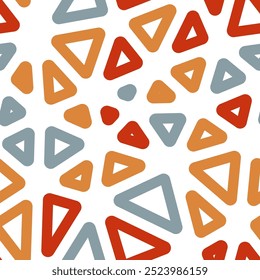 Geometric background. Large triangles size. Multiple colors style. Rounded triangles outlined. Repeatable pattern. Rusty Slate. Awesome vector tiles. Seamless vector illustration.