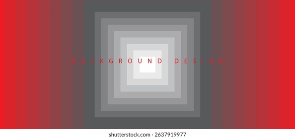 Geometric Background with Layered Concentric Squares in Shades of Gray, Positioned Within a Larger Frame, Featuring Vertical Gradient Red Bands from Vibrant Crimson to Muted Pink