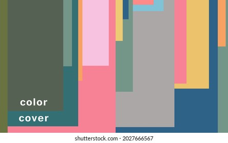 Geometric background of layered rectangles of different colors. Vector cover template