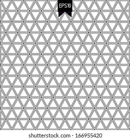 Geometric background of line triangles. Monochrome pattern.