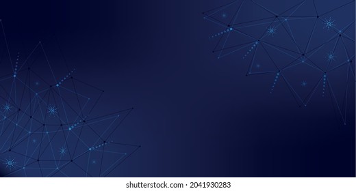 Geometric background of lines and circles with snowflakes. For a winter banner, poster or website design. In-office illustration.