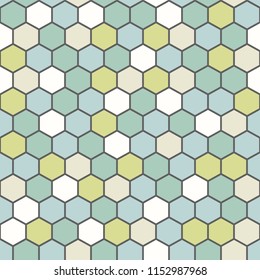 The geometric background made out of hexagons in various colors / The retro hexagon background / Hexagons