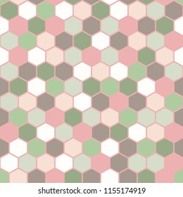 The geometric background made out of hexagons in various colors / The retro hexagon background / Hexagons