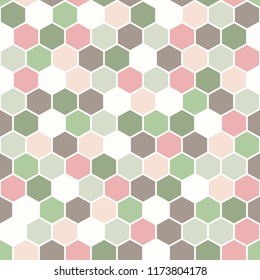 The geometric background made out of hexagons in various colors / The retro hexagon background / Hexagons