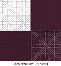 Geometric Background. Maroon Seamless Wallpaper. Colored Set For Textile And Wallpapers