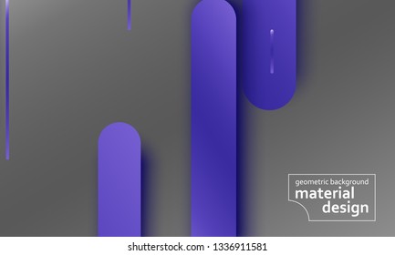 Geometric background. Material design. Minimal abstract cover. Creative colorful wallpaper. Trendy gradient poster. Vector illustration.