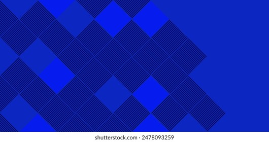 Geometric background material made of blue squares and lines