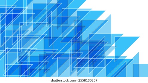 Geometric background material made of blue triangles