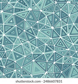 Geometric background with medium triangles size. Multiple repeated inner triangles. Multicolored style. Repeatable pattern. Awesome vector tiles. Seamless vector illustration.