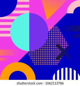  Geometrischer Hintergrund. Memphis-Design. Cool cover design. Abstrakte Formen Kompositionen Vektorillustration Illustration.