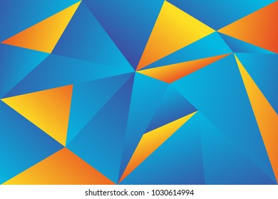 Geometric background with modern gradient blue and orange color. Vector Abstract shape element.