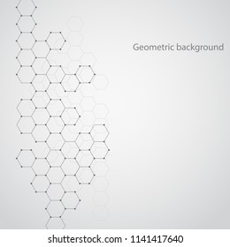 Geometric background. Molecular structure, abstract grid of hexagons. Vector illustration.