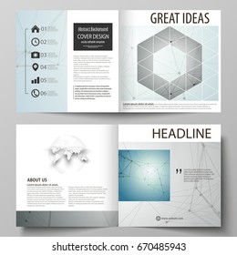 Geometric background. Molecular structure. Medical, technology concept. Business templates for square design bi fold brochure, flyer, booklet or annual report. Leaflet cover, abstract vector layout