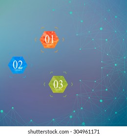 Geometric background molecule and communication  . Connected lines and dots .Watercolor hexagonal  shape banners. Modern  vector for your design and your text